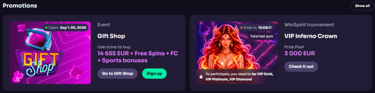 Winspirit promotions